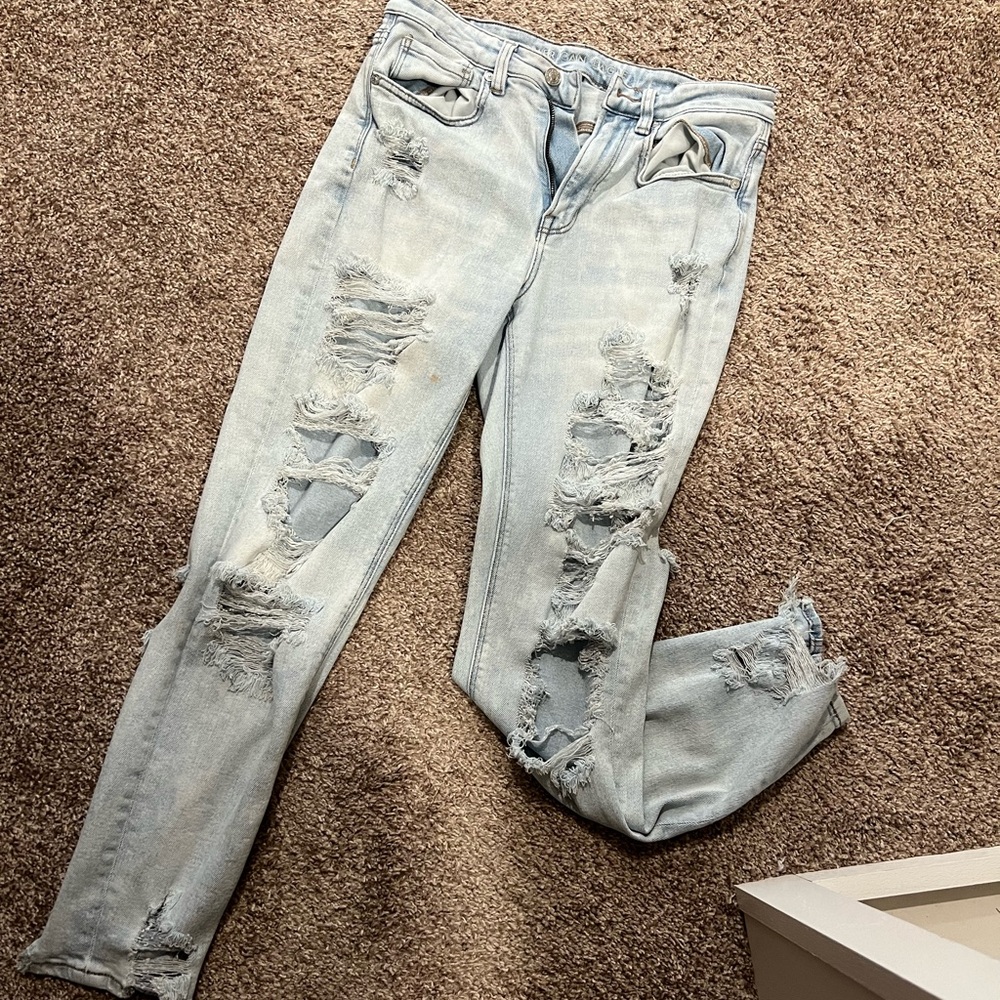AE distressed mom jeans